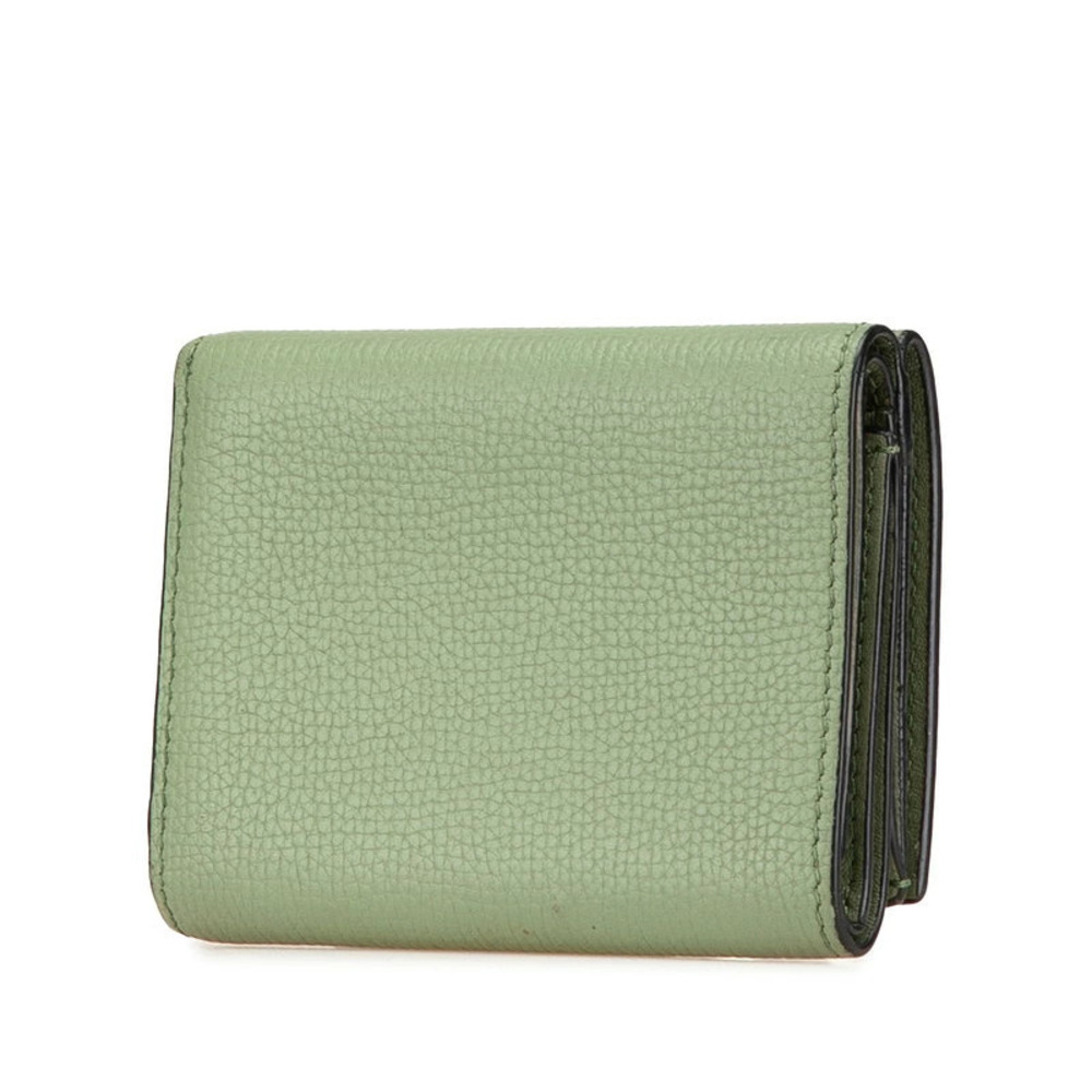 Loewe Calf Leather Wallet Trifold Green Anagram Green